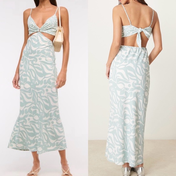 Abercrombie & Fitch Dresses & Skirts - NWT ABERCROMBIE & FITCH cut out waist maxi slip dress in green floral print XS